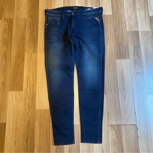 Mens Replay Bronny Stretch Slim Skinny Blue Jeans W35 L29 Preppy Valentines Day